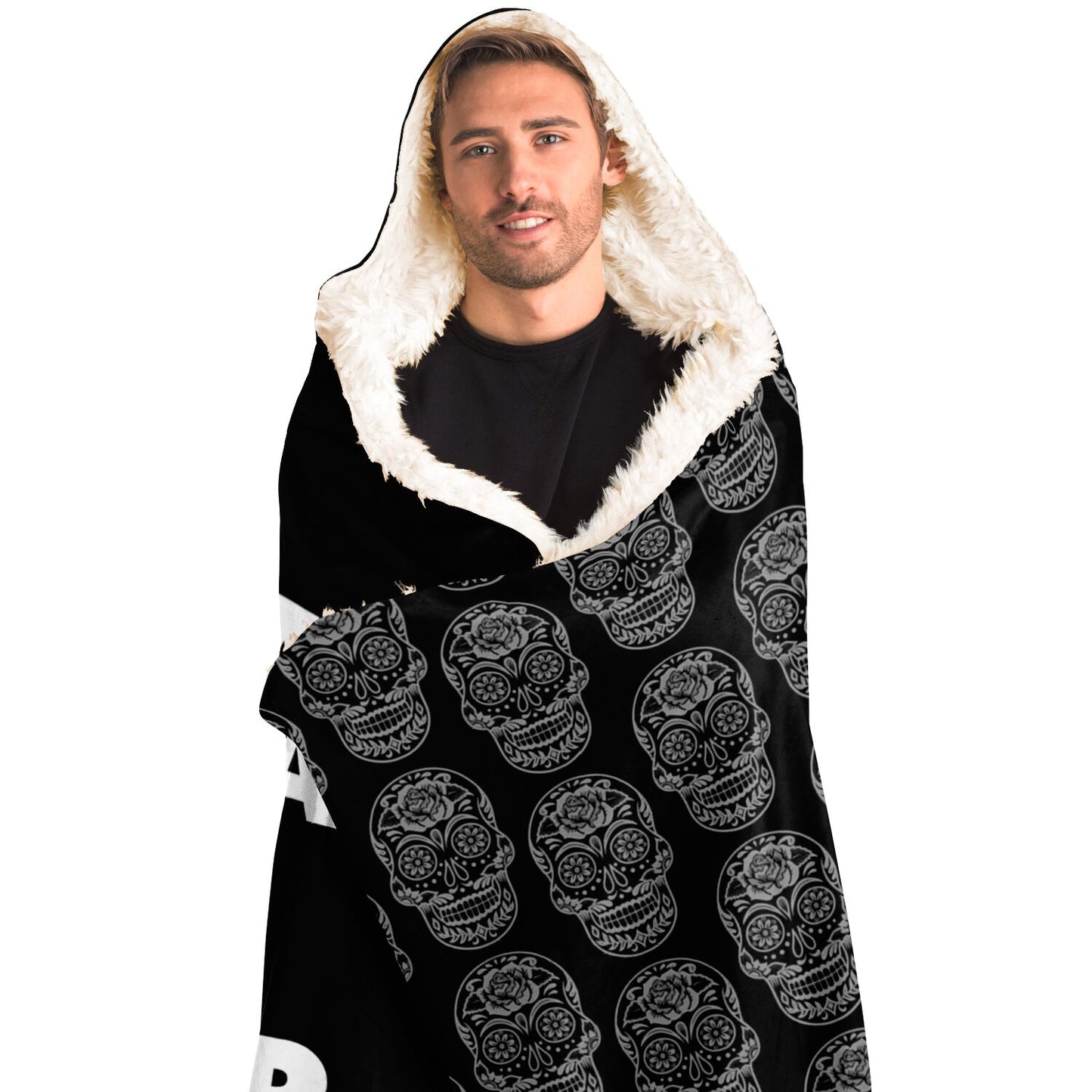 Sugar Skull Day of the Dead Dia De Los Muertos Halloween Hooded Blanket - HolidayShoppingFinds