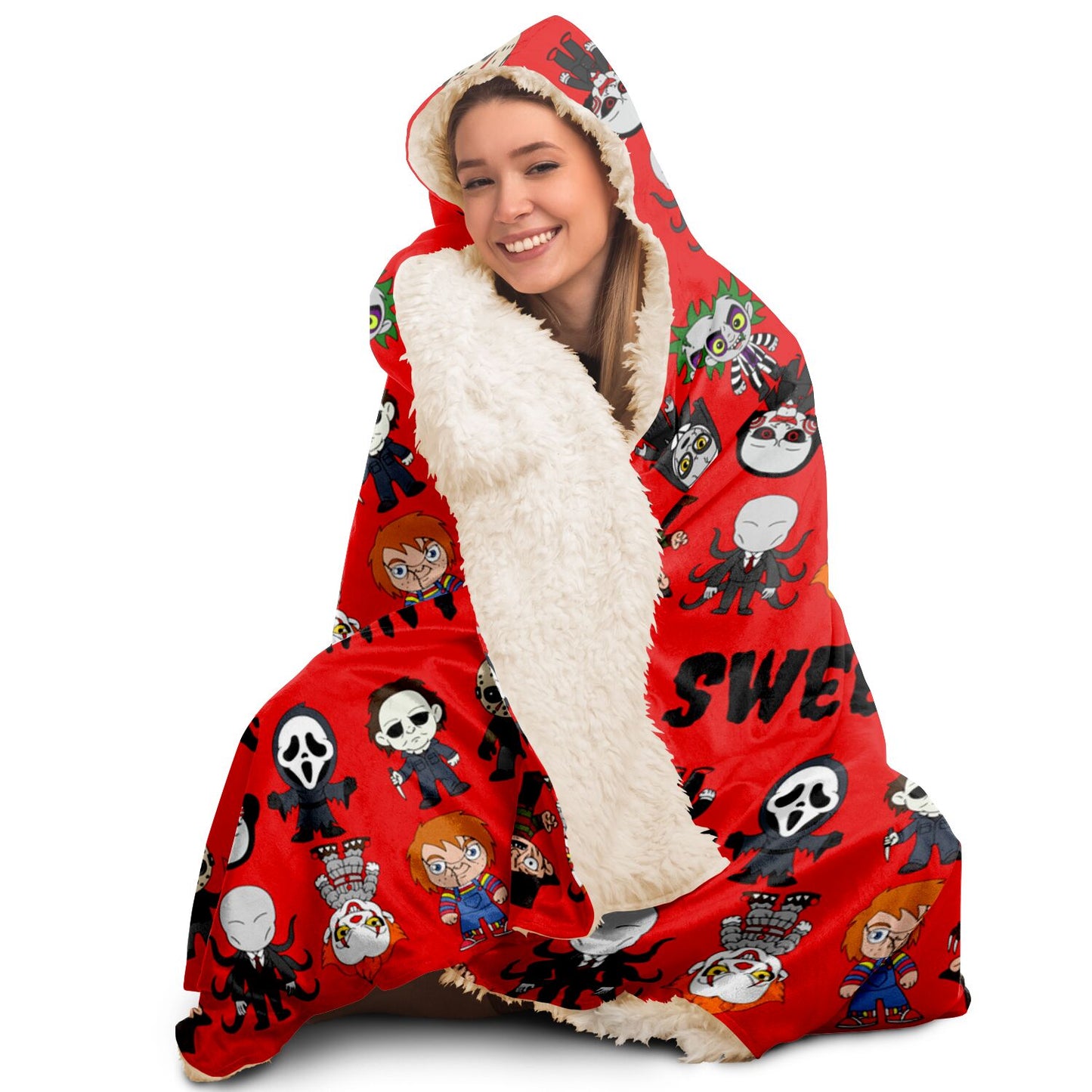 Halloween Killers Hooded Blanket "Sweet Dreams Not Guaranteed!"- Red - HolidayShoppingFinds