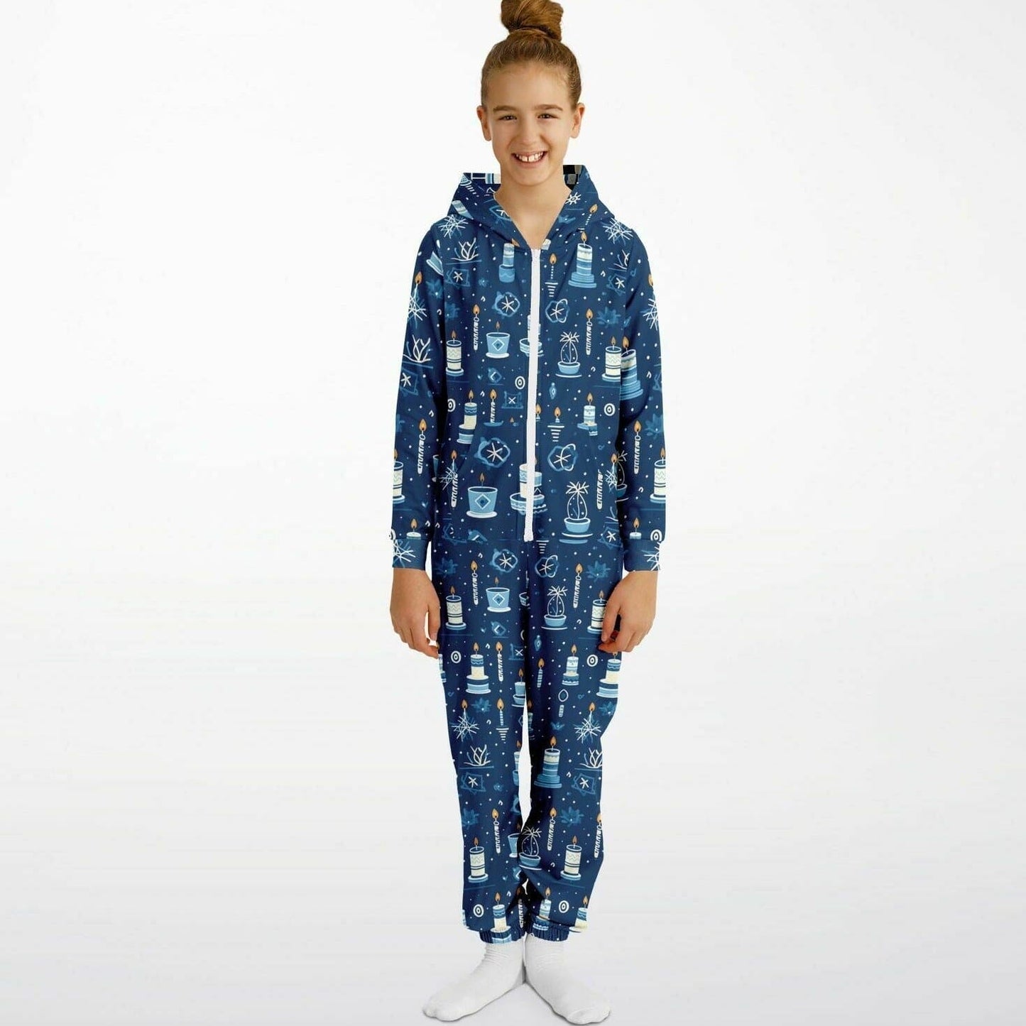 Hanukkah Kids Onesie, One-Piece Blue Athletic Jumpsuit - HolidayShoppingFinds