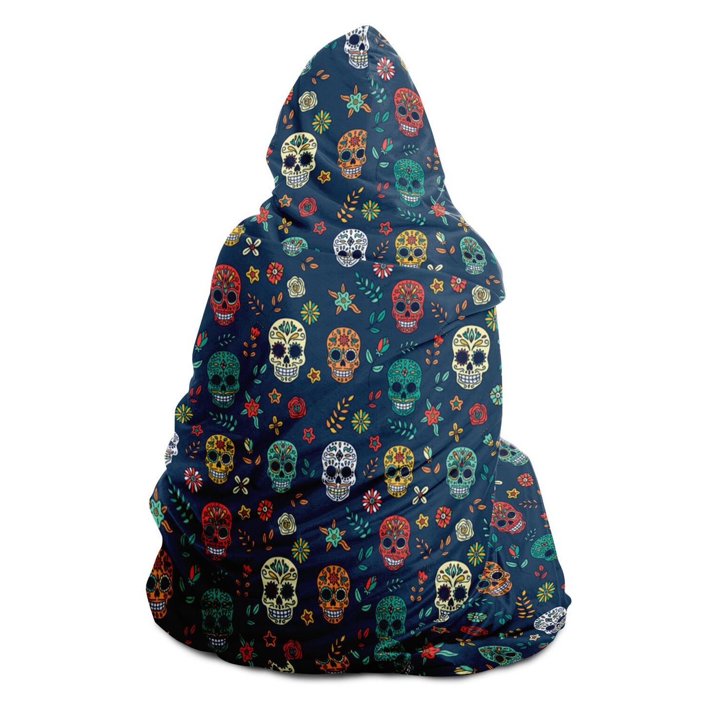 Blue Sugar Skull Day of the Dead Hooded Blanket, Dia de los Muertos - HolidayShoppingFinds