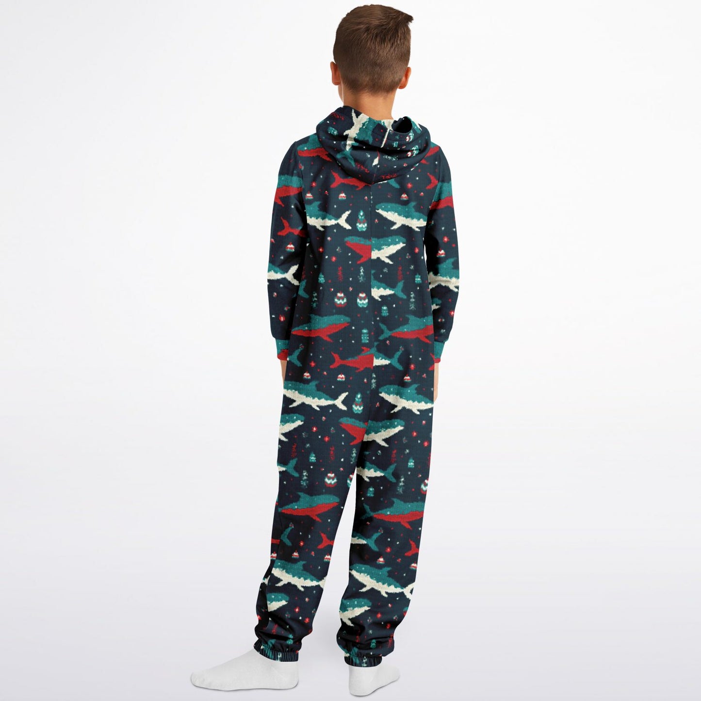 Shark Adventure Teens Onesie: Boys & Girls Union Suit Athletic Blue Ocean Jumpsuit - HolidayShoppingFinds