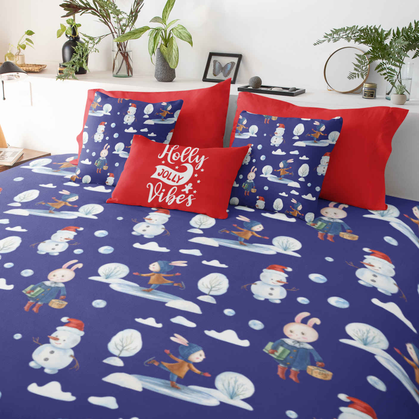 Snowman Duvet Covet, Holiday Duvet, Winter Blue Duvet Twin/TwinXL/Queen/King Duvet - HolidayShoppingFinds