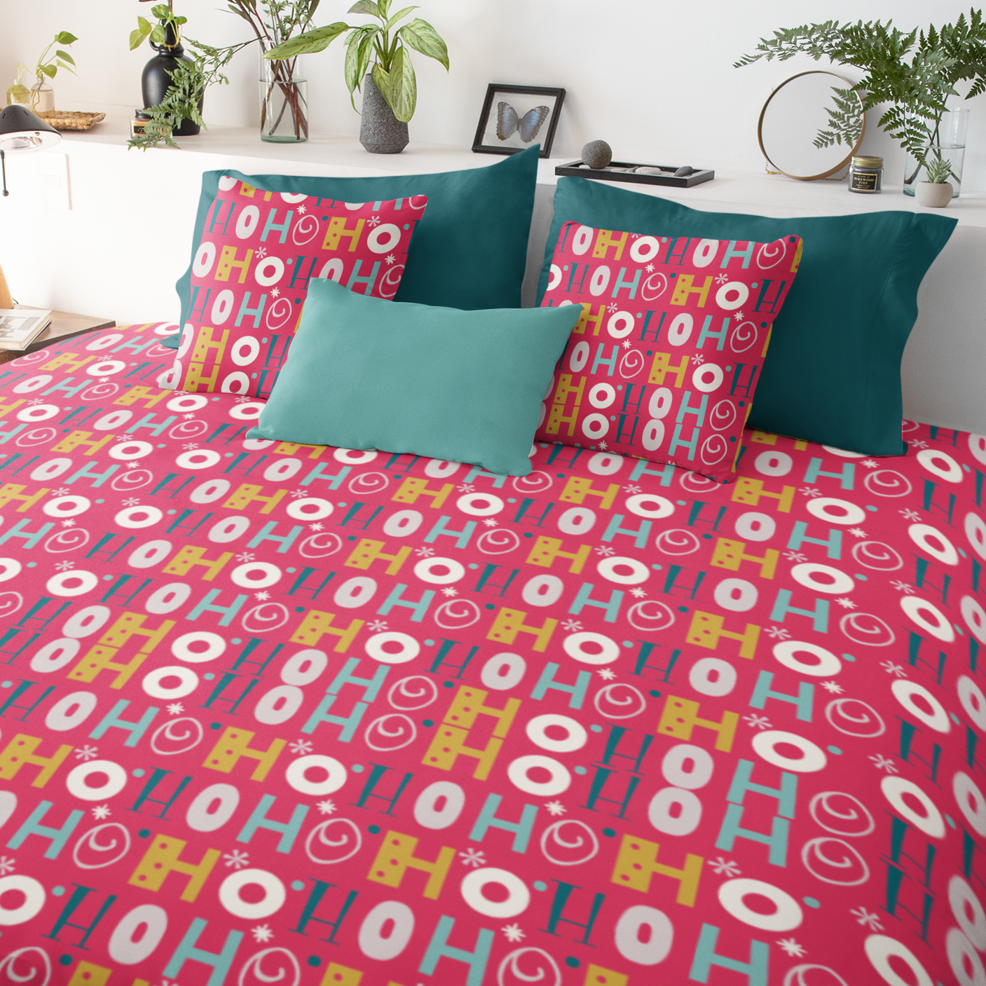 Holiday Duvet Cover, Ho Ho Ho Winter Red Duvet Twin/Queen/King Duvet - HolidayShoppingFinds