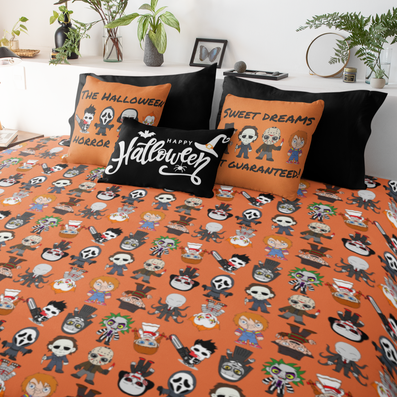 Halloween Killers Duvet Cover, Horror Movie Villains Orange Twin/TwinXL/Queen/King Duvet - HolidayShoppingFinds