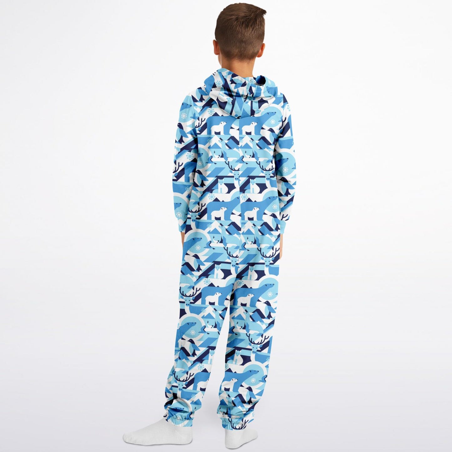 Winter Wildlife Blue Teens Onesie: Boys & Girls Union Suit Athletic Jumpsuit - HolidayShoppingFinds
