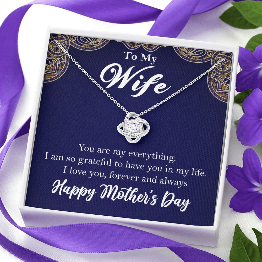 To My Wife Necklace, Mother's Day Gift for Wife, Wife Gift from Husband, Wife Necklace, For Wife from Husband, Gold Love Knot Necklace - HolidayShoppingFinds