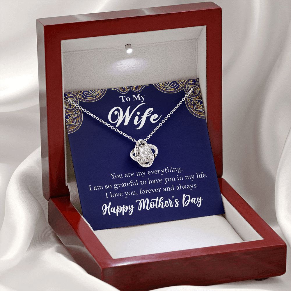 To My Wife Necklace, Mother's Day Gift for Wife, Wife Gift from Husband, Wife Necklace, For Wife from Husband, Gold Love Knot Necklace 14K White Gold Finish / Luxury Box Luxury Box - HolidayShoppingFinds