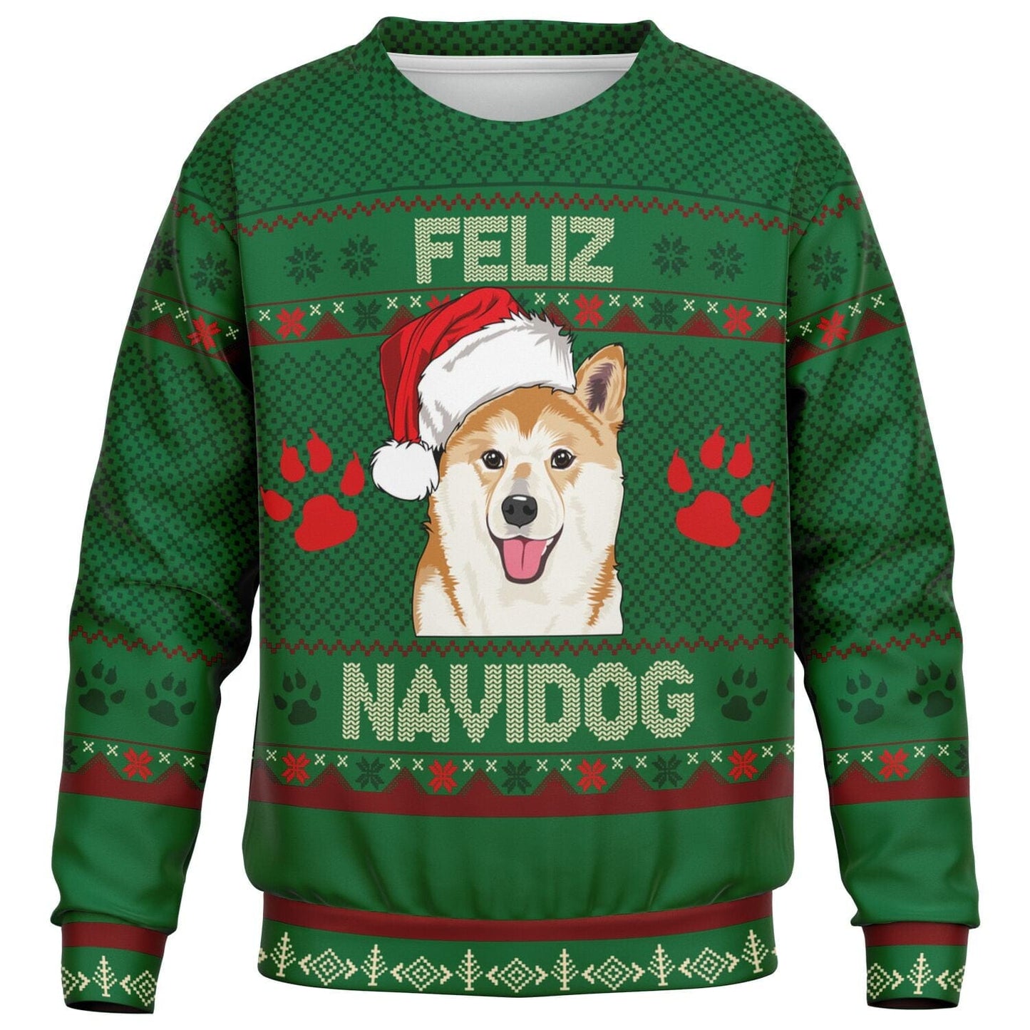 Shiba Inu Feliz Navidog Ugly Christmas Sweatshirt Kids Funny Sweater - HolidayShoppingFinds
