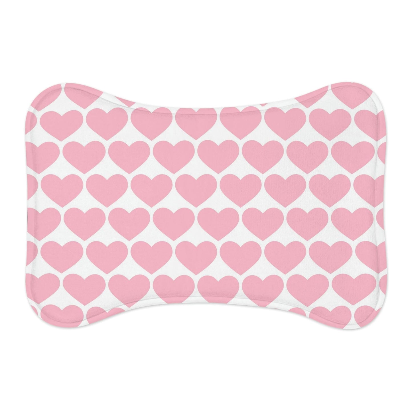 Big Pink Heart Valentine Dog Feeding Mat Bone Shape Pet Food Placemat - HolidayShoppingFinds