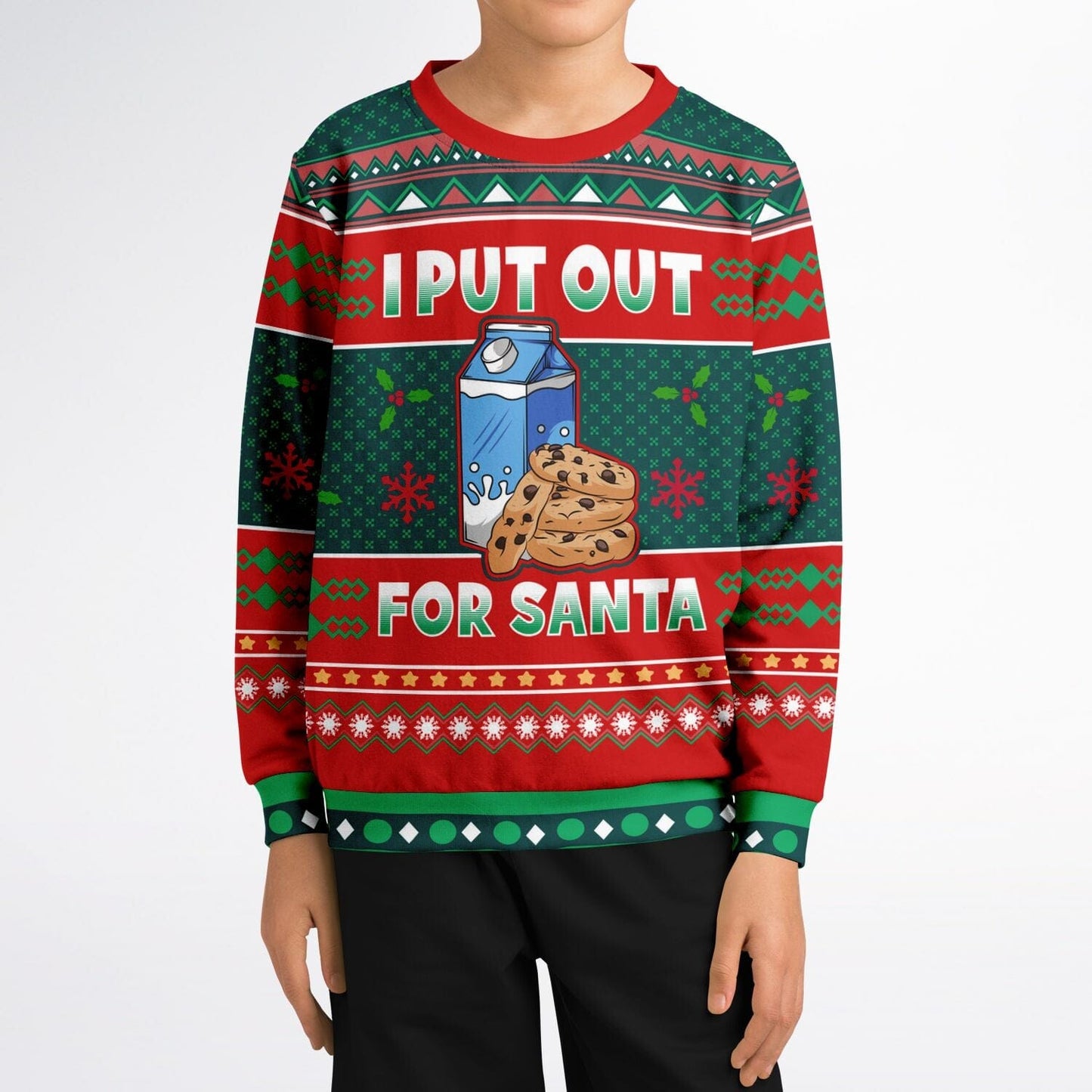 I put out for Santa Ugly Christmas Sweatshirt Funny Xmas Kids Unisex - HolidayShoppingFinds