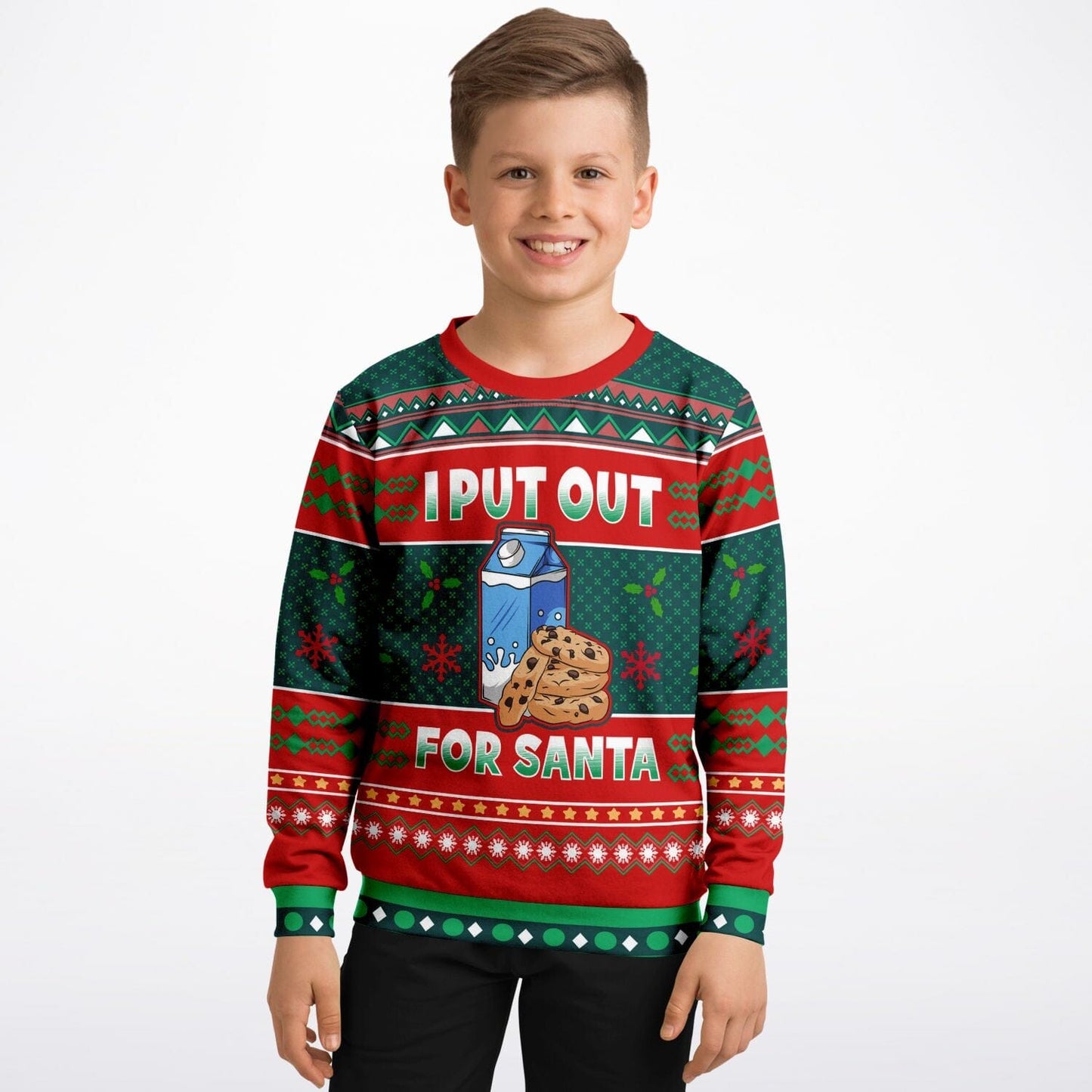 I put out for Santa Ugly Christmas Sweatshirt Funny Xmas Kids Unisex - HolidayShoppingFinds