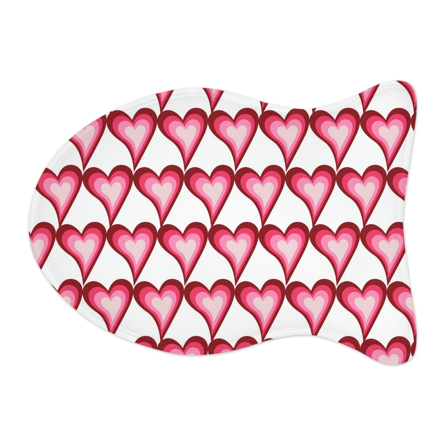 Pink Hearts White Pet Feeding Mat Fish Shape Dog/Cat Food Placemat Fish shape (19" × 14") White - HolidayShoppingFinds
