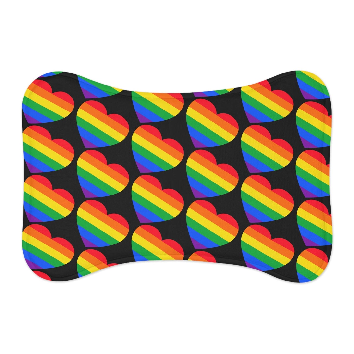 Love is Love Pride LGBTQ Dog Feeding Mat Bone Shape Pet Food Mat Bone shape (19" x 14") White - HolidayShoppingFinds