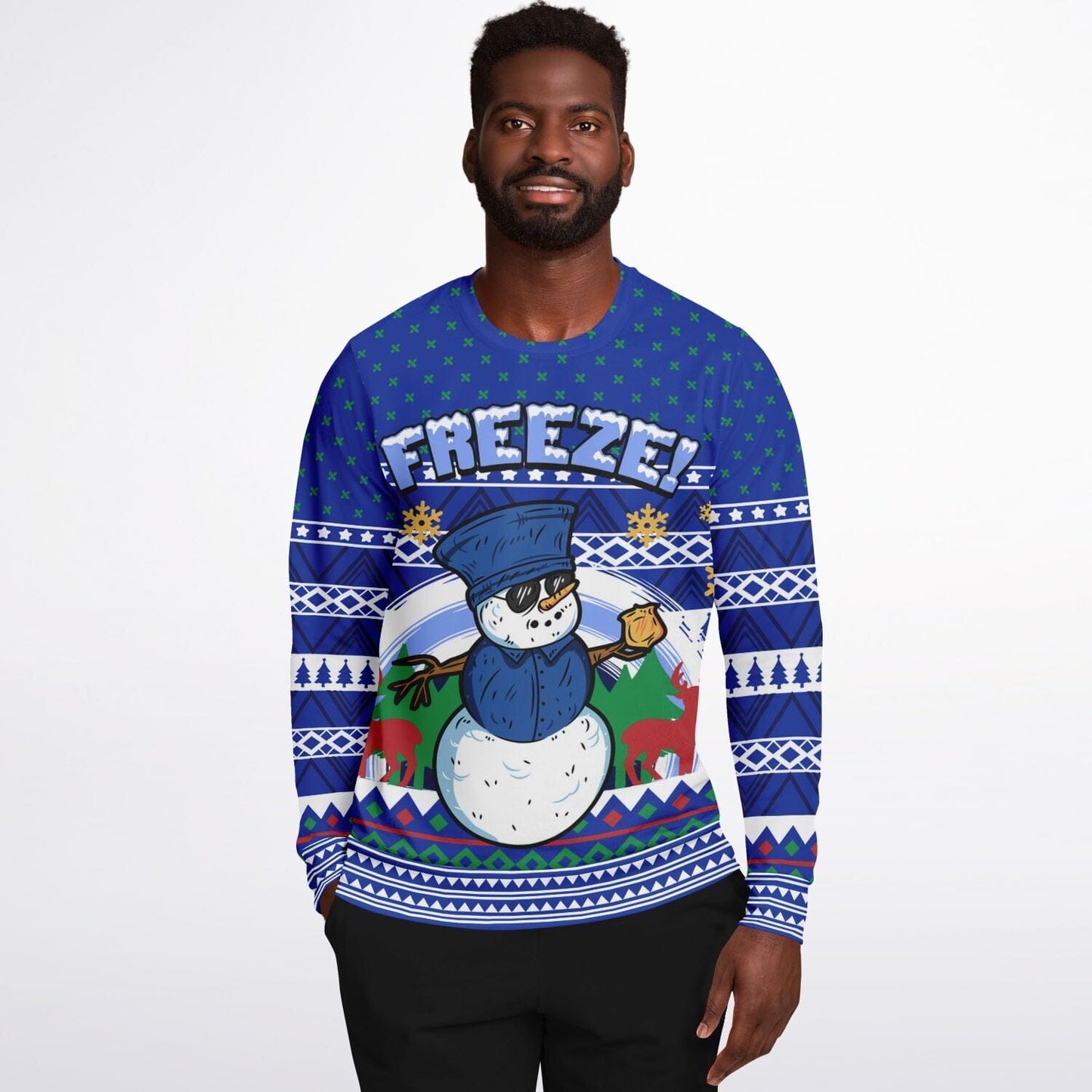 Freeze Ugly Christmas Sweatshirt for Police Officer Funny Sweater - HolidayShoppingFinds