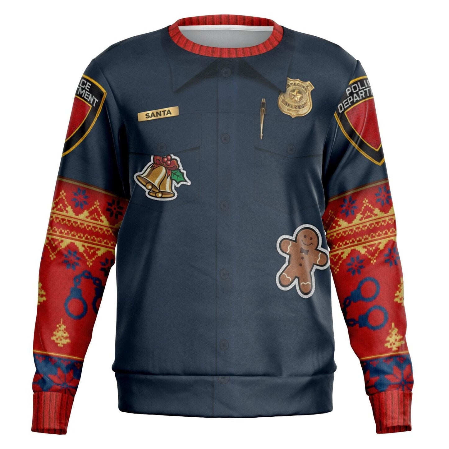 Police Navidad Funny Ugly Christmas Sweatshirt for Police Officer - HolidayShoppingFinds