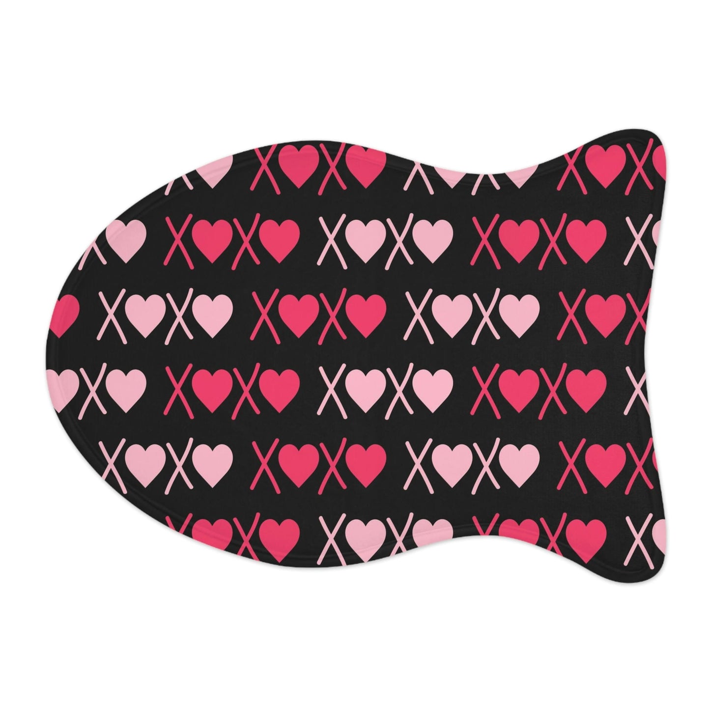XoXo Pink Red Heart Black Pet Feeding Mat Fish Shape Dog/Cat Food Mat Fish shape (19" × 14") White - HolidayShoppingFinds
