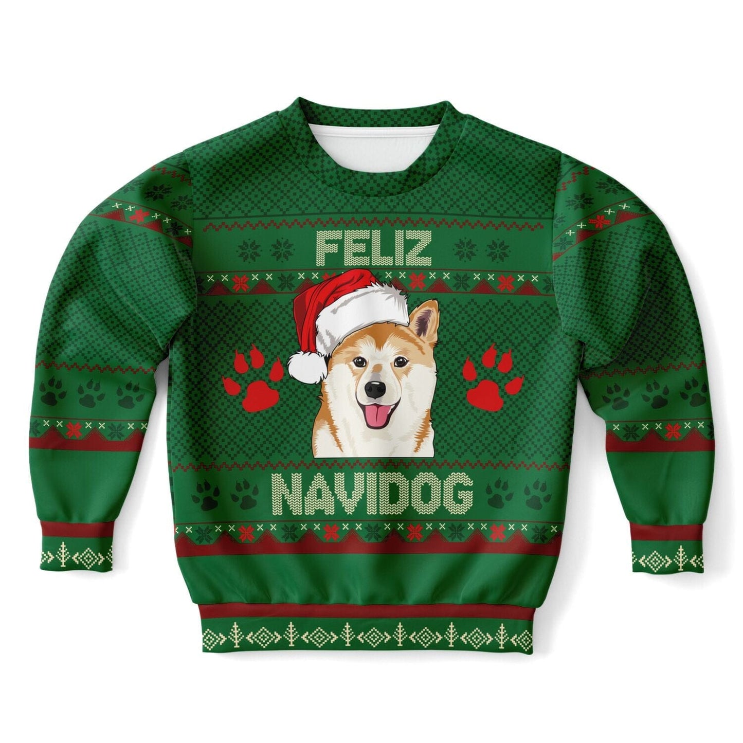 Shiba Inu Feliz Navidog Ugly Christmas Sweatshirt Kids Funny Sweater XXS - HolidayShoppingFinds