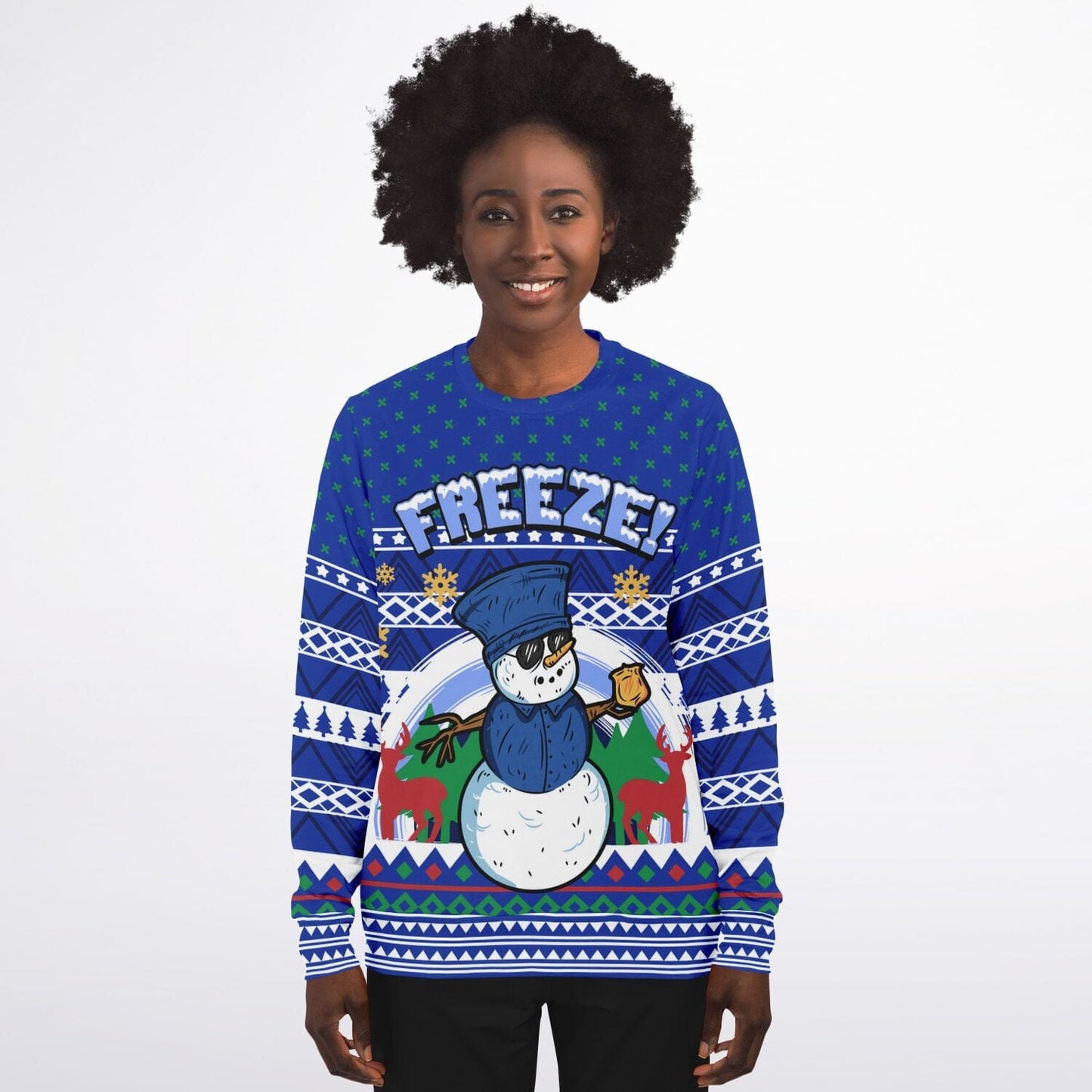 Freeze Ugly Christmas Sweatshirt for Police Officer Funny Sweater - HolidayShoppingFinds