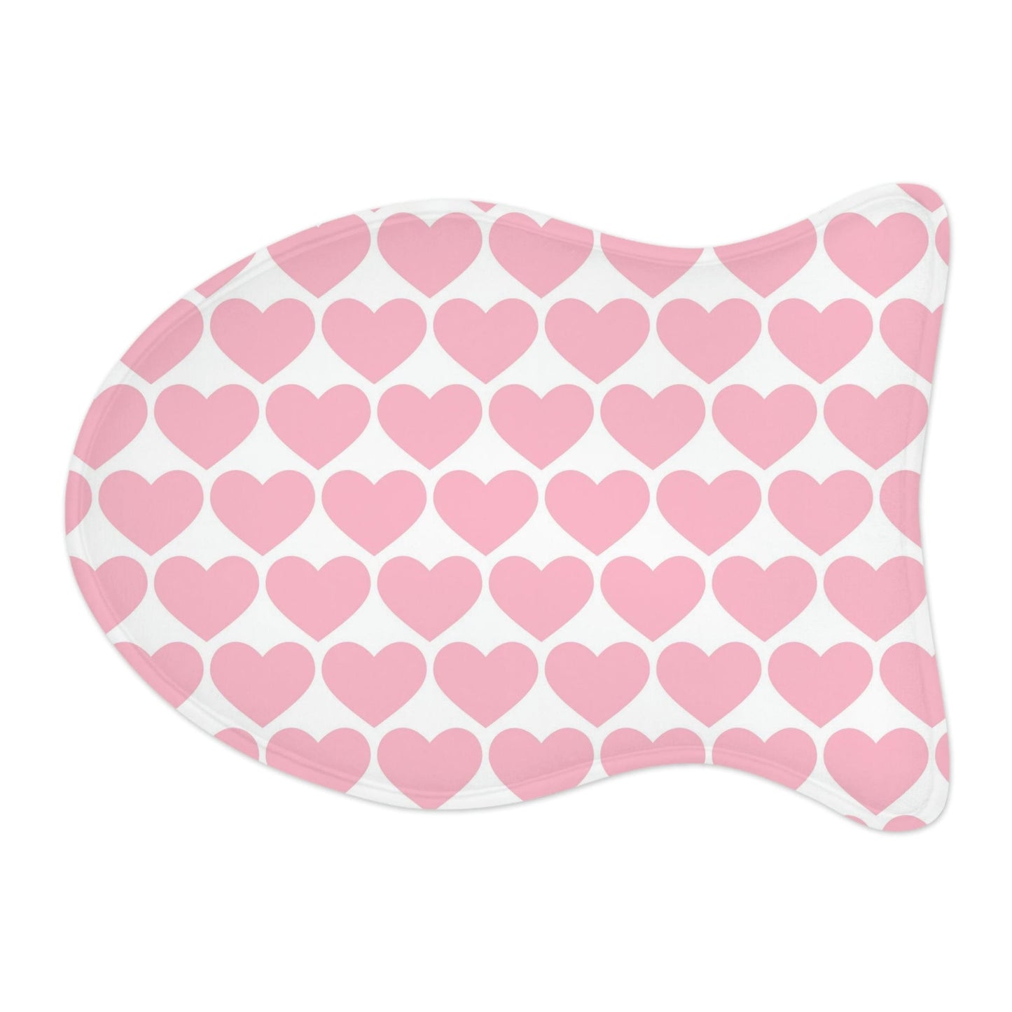 Big Pink Heart Pattern White Pet Feeding Mat Fish Shape Cat Food Mat Fish shape (19" × 14") White - HolidayShoppingFinds