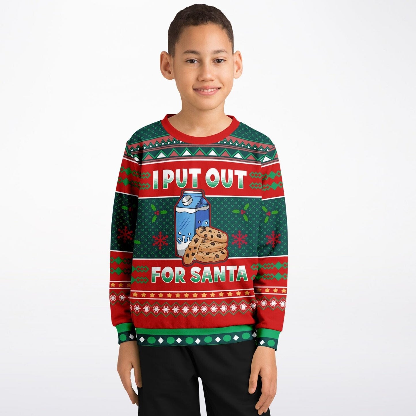 I put out for Santa Ugly Christmas Sweatshirt Funny Xmas Kids Unisex - HolidayShoppingFinds
