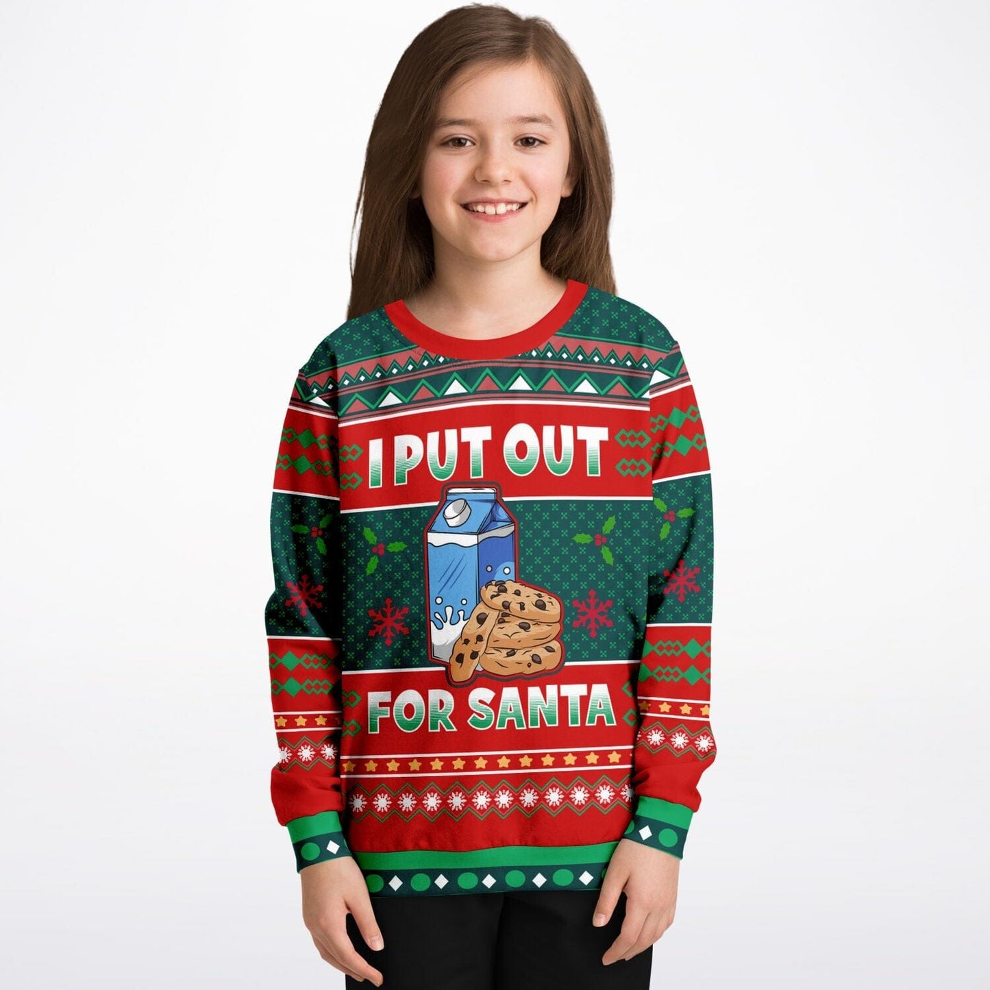 I put out for Santa Ugly Christmas Sweatshirt Funny Xmas Kids Unisex - HolidayShoppingFinds