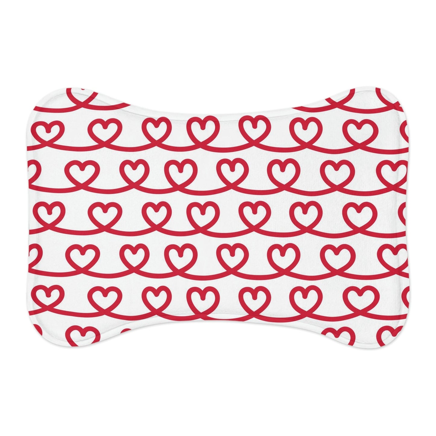 Red Heart Drawing Pet Feeding Mat Bone Shape Dog Placemat Cat Food Mat Bone shape (19" x 14") White - HolidayShoppingFinds