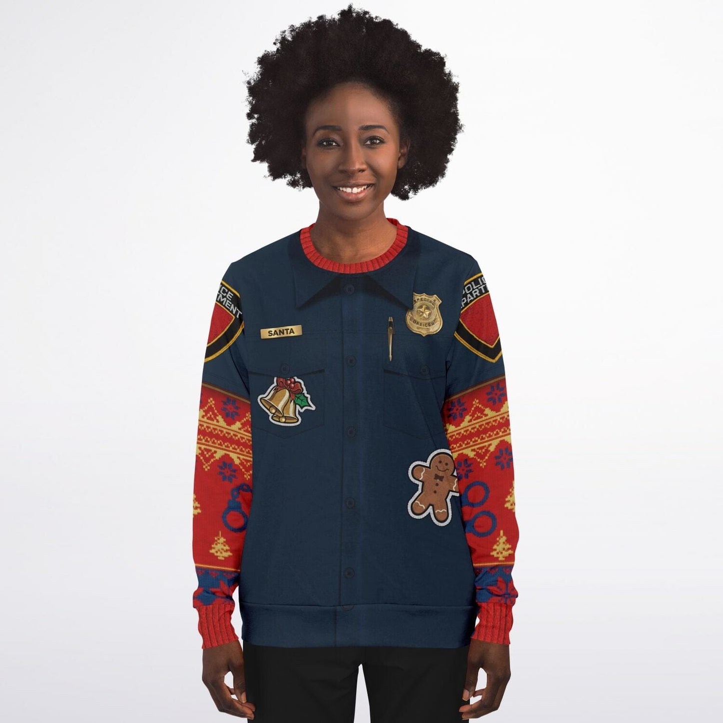 Police Navidad Funny Ugly Christmas Sweatshirt for Police Officer - HolidayShoppingFinds