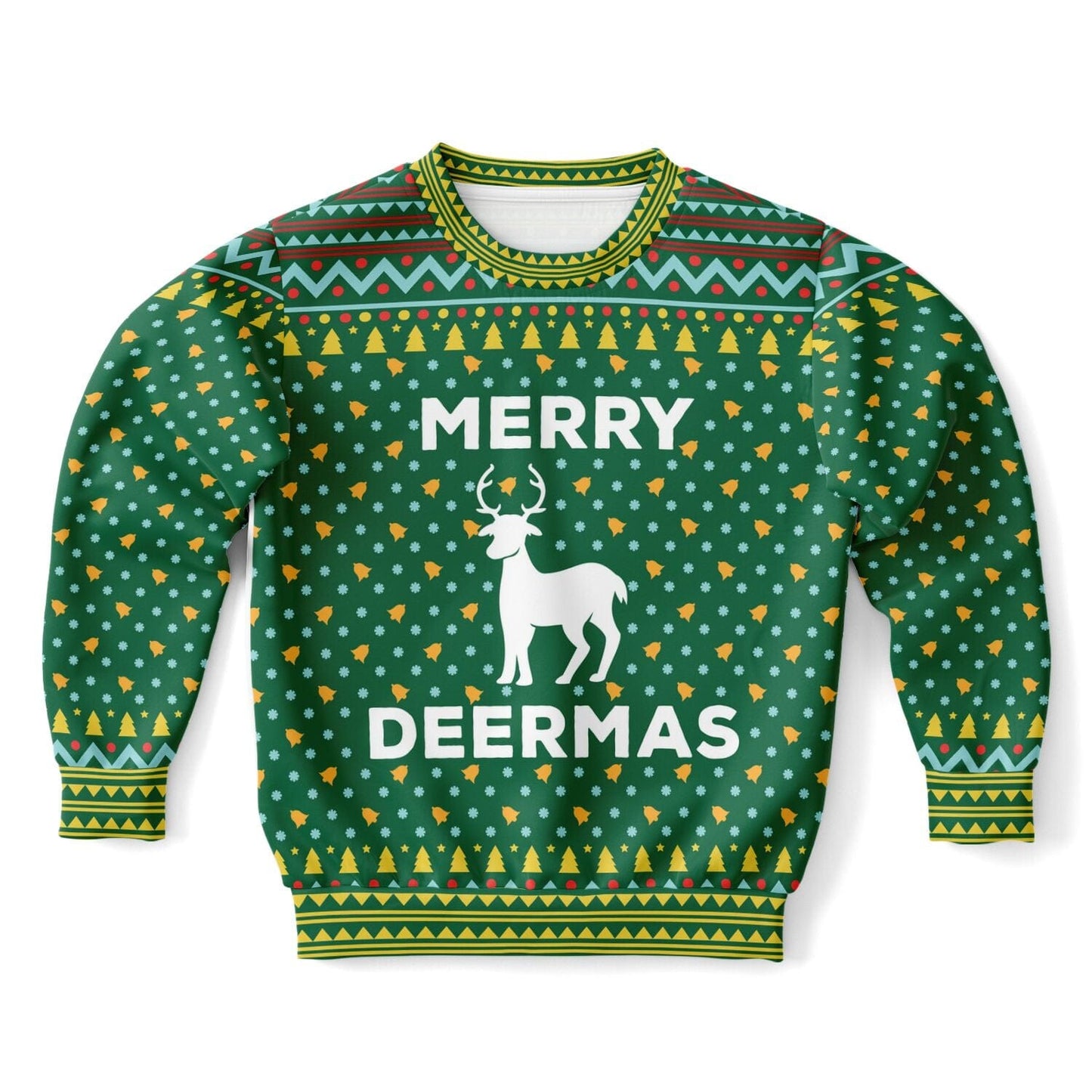 Merry Deermas Ugly Christmas Sweatshirt Kids Athletic Unisex Sweater XXS - HolidayShoppingFinds