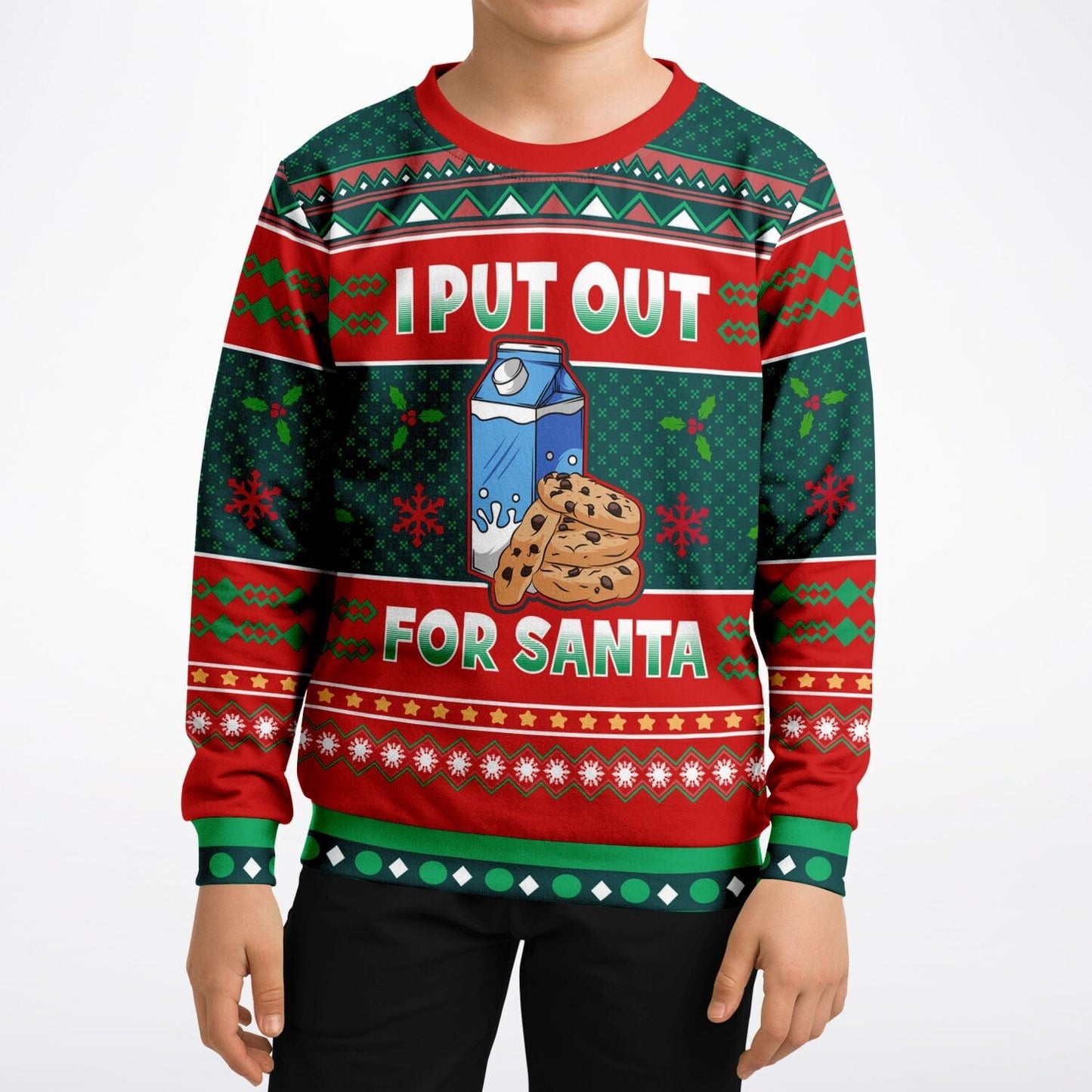 I put out for Santa Ugly Christmas Sweatshirt Funny Xmas Kids Unisex - HolidayShoppingFinds