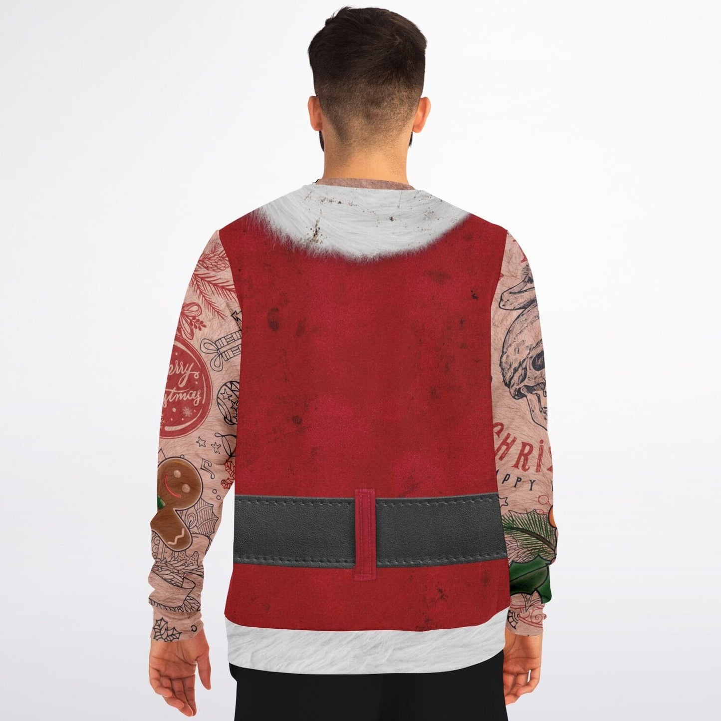 Sleeveless Bad Santa Ugly Christmas Sweatshirt Mens Funny Sweater - HolidayShoppingFinds