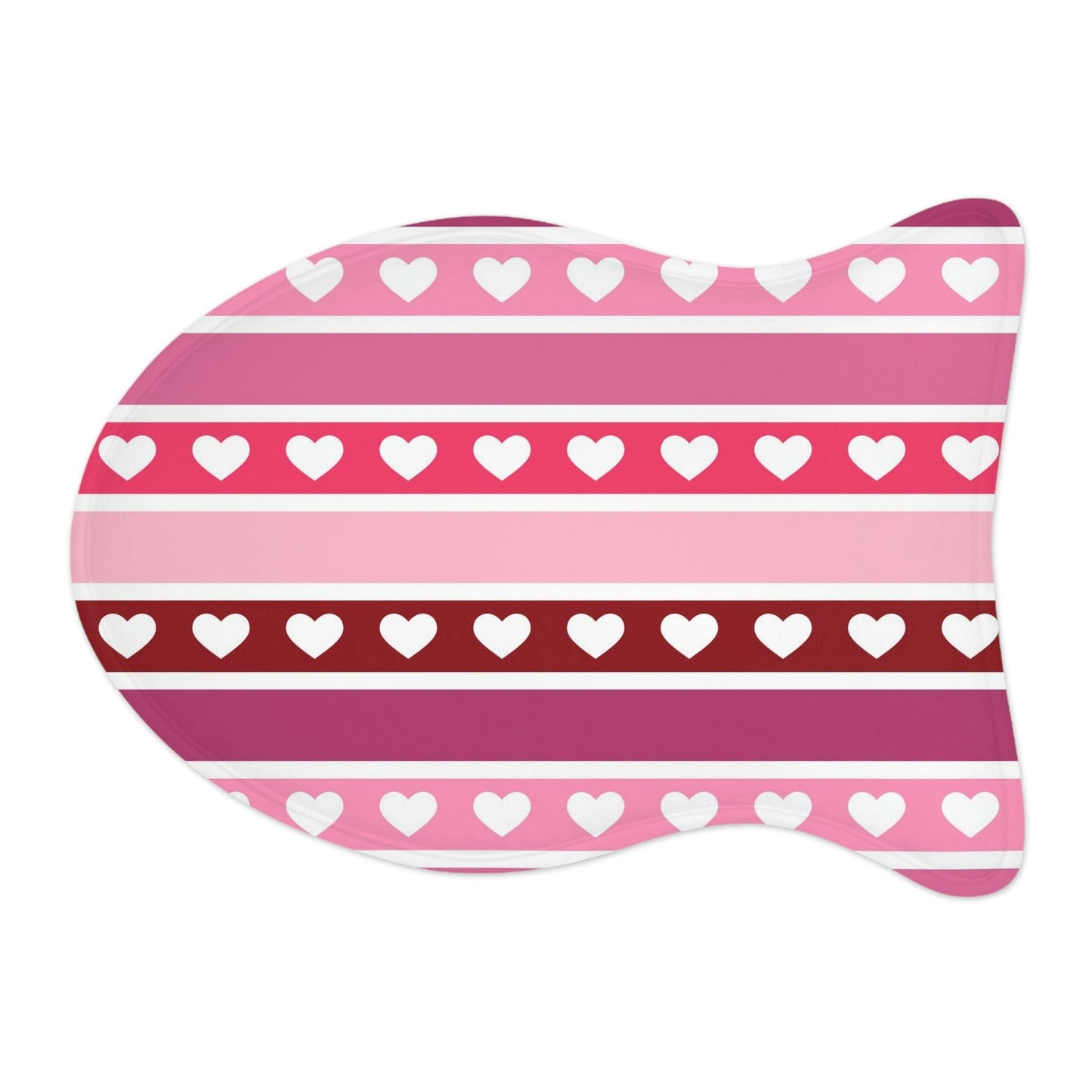Cute Pink Hearts Valentine Pet Feeding Mat Fish Shape Dog/Cat Food Mat Fish shape (19" × 14") White - HolidayShoppingFinds