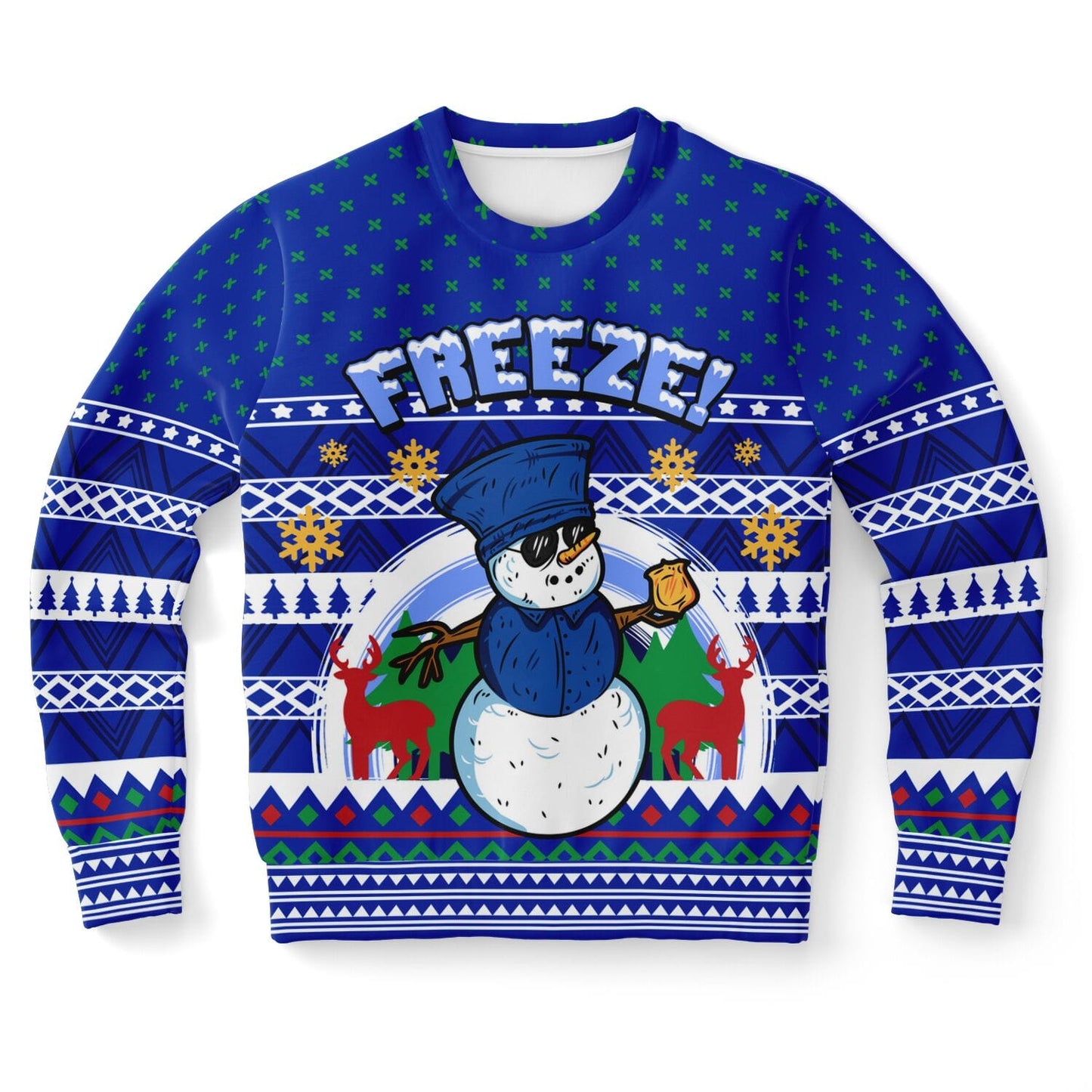 Freeze Ugly Christmas Sweatshirt for Police Officer Funny Sweater XS - HolidayShoppingFinds