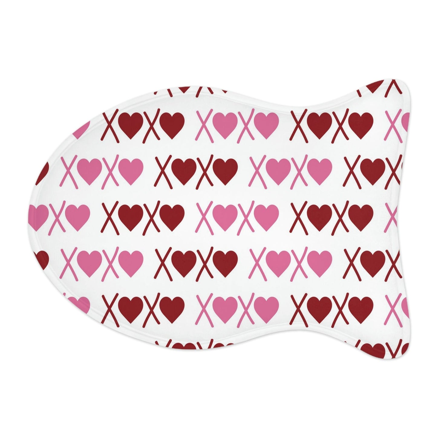 XoXo Pink Red Hearts White Pet Feeding Mat Fish Shape Dog/Cat Food Mat Fish shape (19" × 14") White - HolidayShoppingFinds