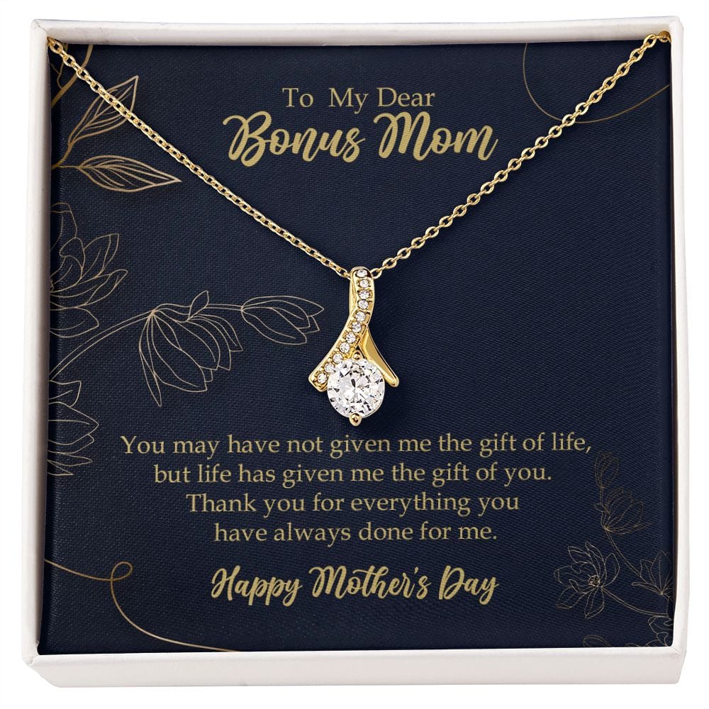 Bonus Mom Necklace Gift, Stepmother Stepmom Gift, Mother's Day Gift 18K Yellow Gold Finish Two-Toned Box - HolidayShoppingFinds