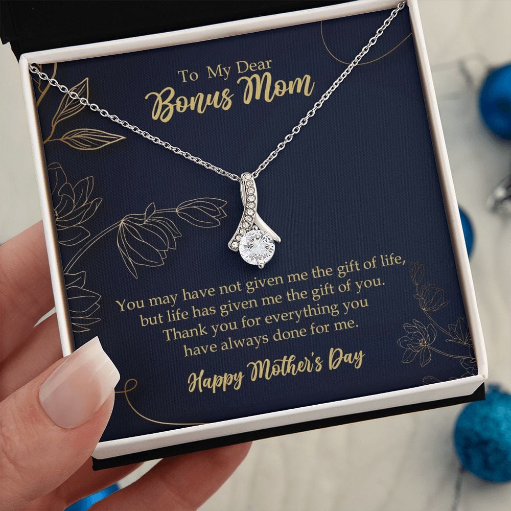 Bonus Mom Necklace Gift, Stepmother Stepmom Gift, Mother's Day Gift - HolidayShoppingFinds