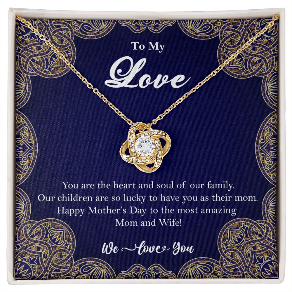 To My Love Knot Necklace, Gift for Wife, Mothers Day Gift from Husband 18K Yellow Gold Finish Two-Toned Gift Box - HolidayShoppingFinds