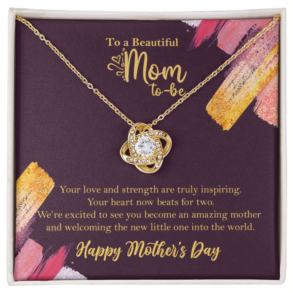 To Beautiful Mom-to-be Necklace, 1st Mothers Day Gift for Pregnant Mom 18K Yellow Gold Finish Two-Tone Gift Box - HolidayShoppingFinds