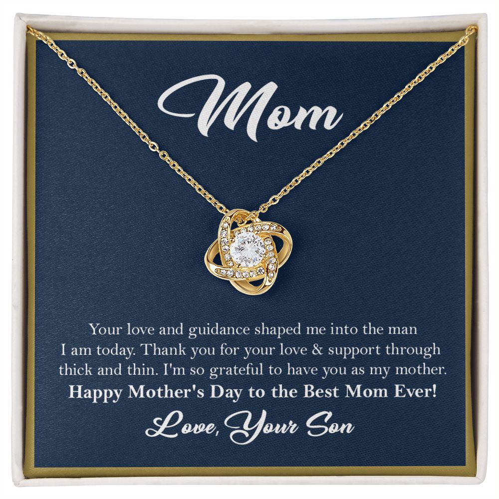 Mom Love Knot Necklace Gift from Son, Gift for Mom, Mother's Day Gift ❤ 18K Yellow Gold Finish Two-Toned Gift Box - HolidayShoppingFinds