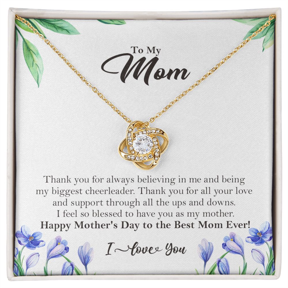 To My Mom Love Knot Necklace Gift from Daughter-Son, Mother's Day Gift 18K Yellow Gold Finish Two-Toned Gift Box - HolidayShoppingFinds
