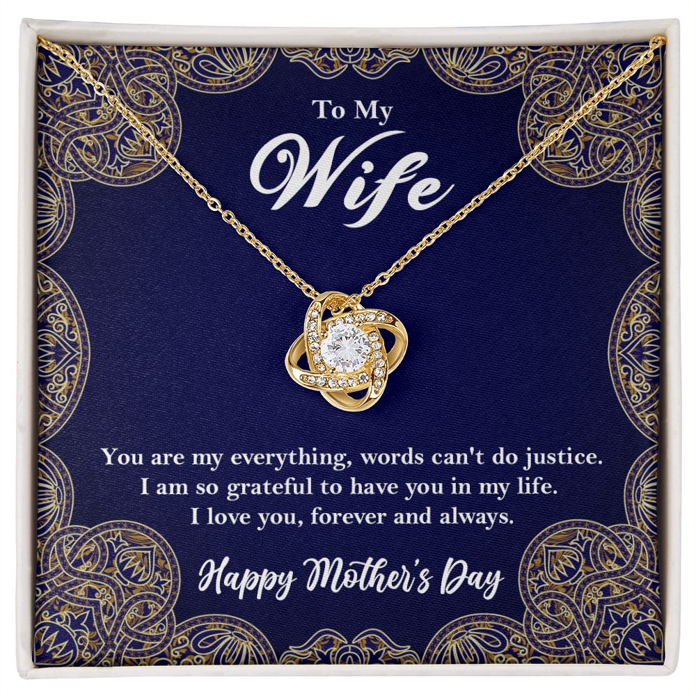 To My Wife Love Knot Necklace, Wife Mother's Day Gift from Husband, Wife Gift 18K Yellow Gold Finish Two-Toned Gift Box - HolidayShoppingFinds