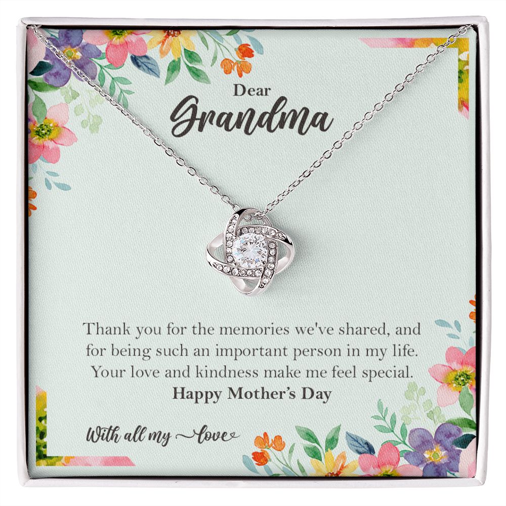 Grandma Gift Love Knot Necklace from Grandchildren, Mothers Day Gift ❤ 14K White Gold Finish Two-Toned Gift Box - HolidayShoppingFinds