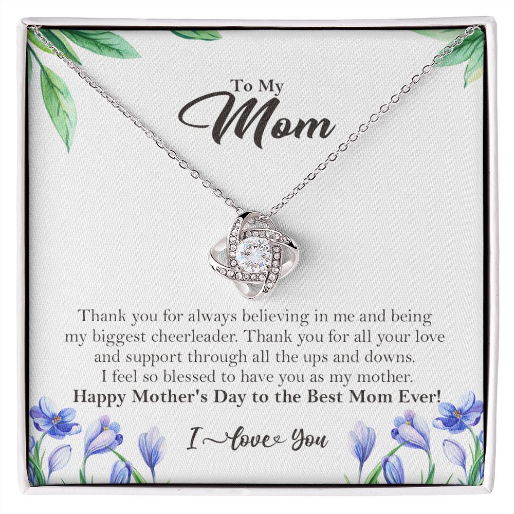 To My Mom Love Knot Necklace Gift from Daughter-Son, Mother's Day Gift 14K White Gold Finish Two-Toned Gift Box - HolidayShoppingFinds