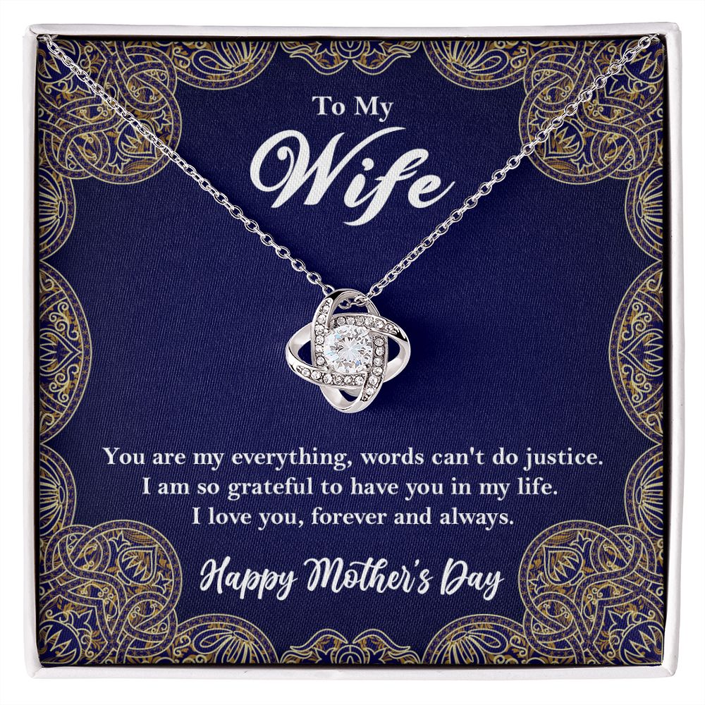 To My Wife Love Knot Necklace, Wife Mother's Day Gift from Husband, Wife Gift 14K White Gold Finish Two-Toned Gift Box - HolidayShoppingFinds