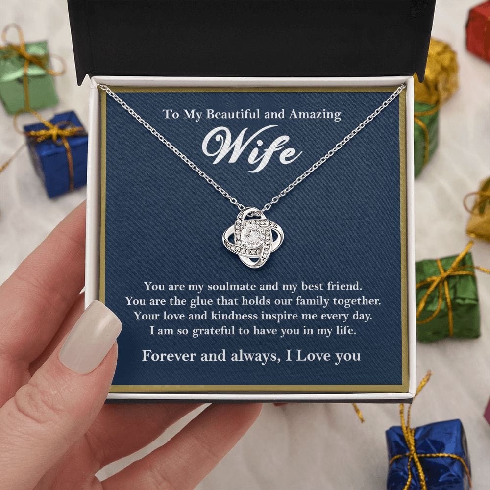 To My Beautiful Amazing Wife Love Knot Necklace Gift From Husband - HolidayShoppingFinds