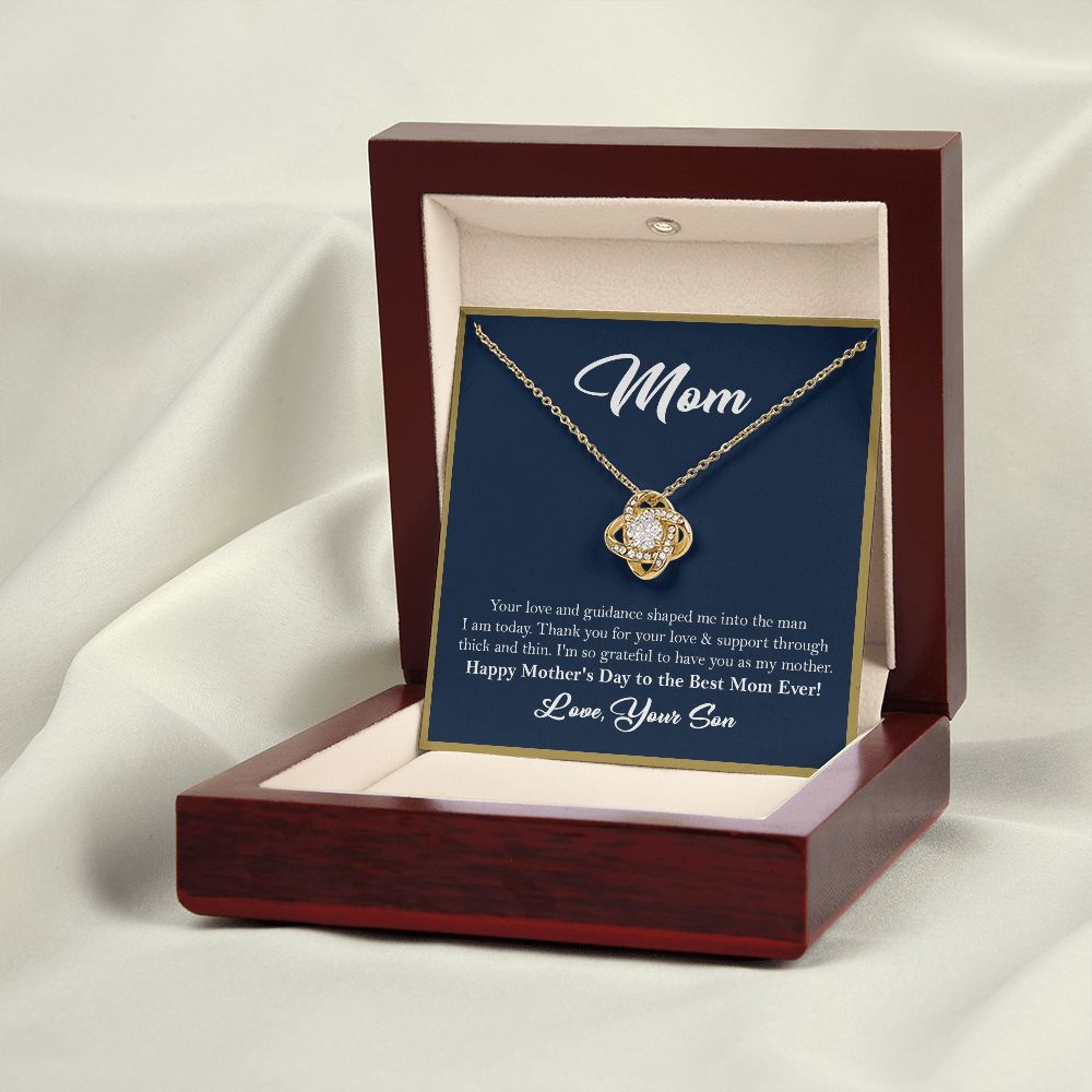 Mom Love Knot Necklace Gift from Son, Gift for Mom, Mother's Day Gift ❤ 18K Yellow Gold Finish Luxury Box w/LED - HolidayShoppingFinds