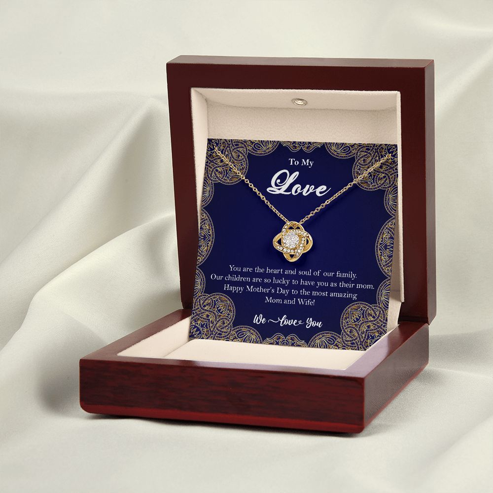 To My Love Knot Necklace, Gift for Wife, Mothers Day Gift from Husband 18K Yellow Gold Finish Luxury Box w/LED - HolidayShoppingFinds