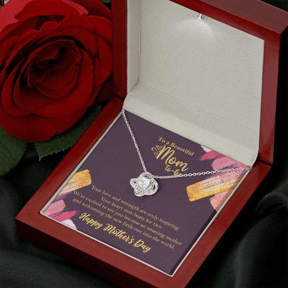 To Beautiful Mom-to-be Necklace, 1st Mothers Day Gift for Pregnant Mom 14K White Gold Finish Luxury Box w/LED - HolidayShoppingFinds