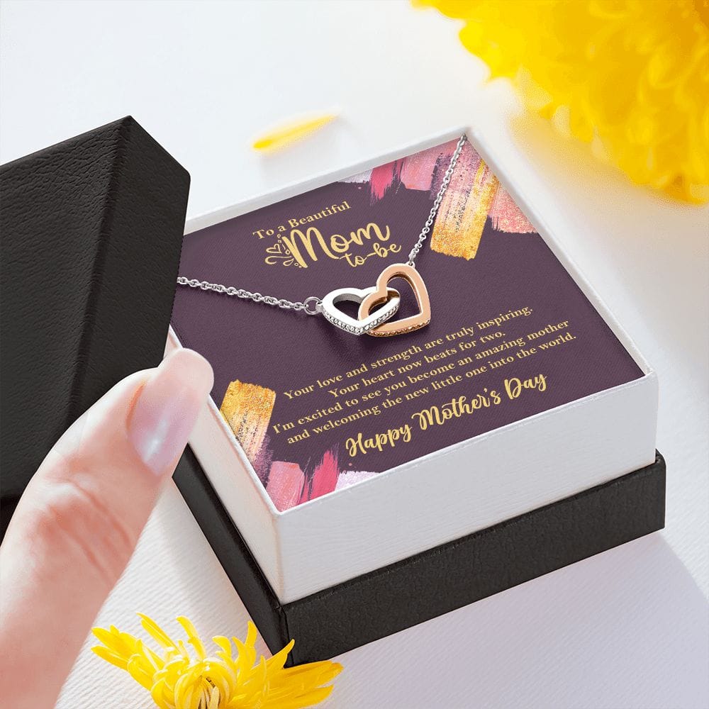 Expecting Mom-to-be Necklace, 1st Mothers Day Gift for Pregnant Mom Rose Gold Finish Two-Toned Box - HolidayShoppingFinds