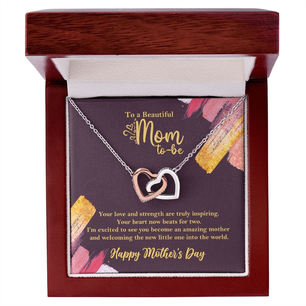 Expecting Mom-to-be Necklace, 1st Mothers Day Gift for Pregnant Mom Rose Gold Finish Luxury Box w/LED - HolidayShoppingFinds