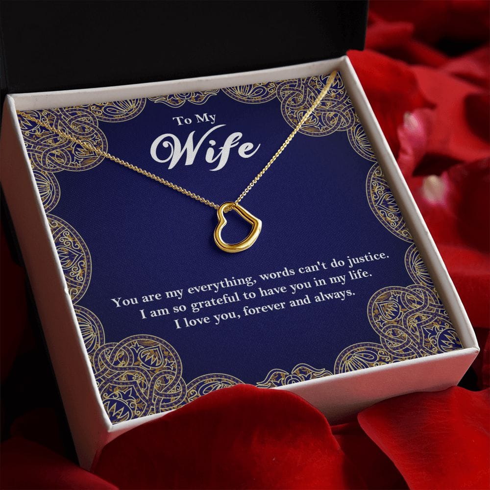 To My Wife 18K Gold Delicate Heart Necklace Gift From Husband - HolidayShoppingFinds